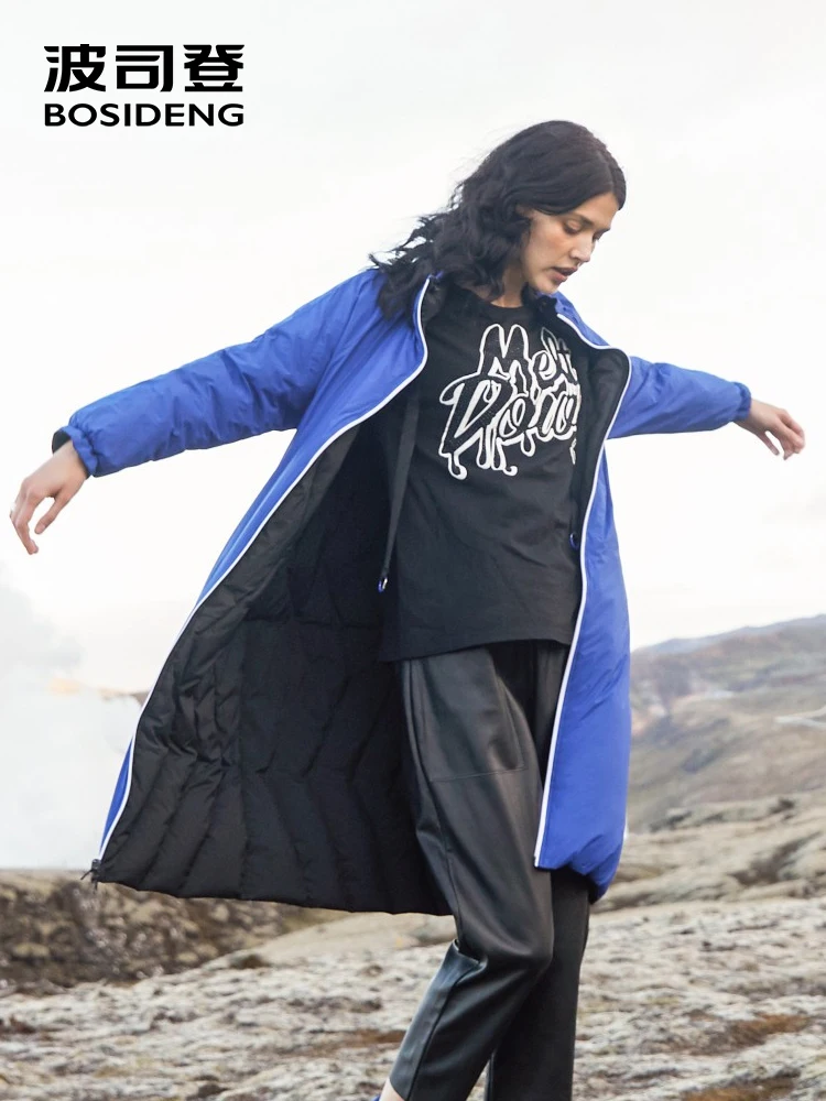 BOSIDENG зимняя куртка на утином пуху плотный длинный пуховик 90% утиного пуха