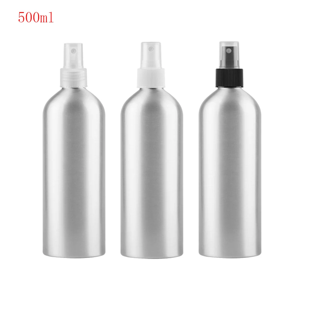 Buy 10pcs 500ml Big Aluminium Essential Oil Spray Bottle Refillable Perfume Fine Mist Atomiser Empty Beauty Metal Bottles on