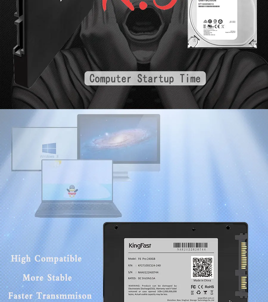Kingfast 7 мм ultrim 2,5 дюйма 240 ГБ SSD SATA III Внутренний твердотельный hdd жесткий диск для ноутбука/рабочего стола с высоким качеством