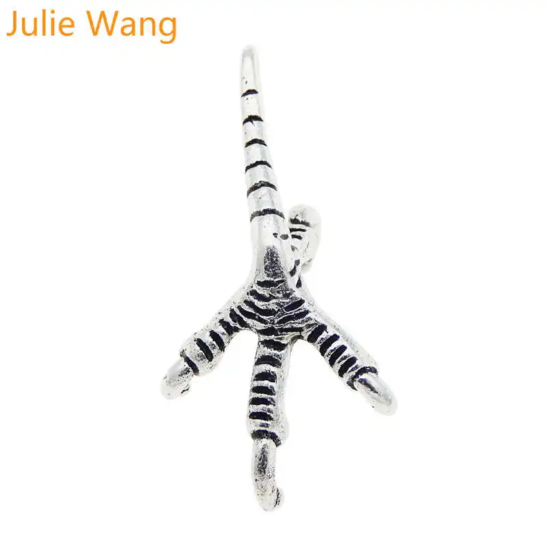 Julie Wang 10 шт. Орлан цвет под старину серебро птица коготь сплав серьги браслет