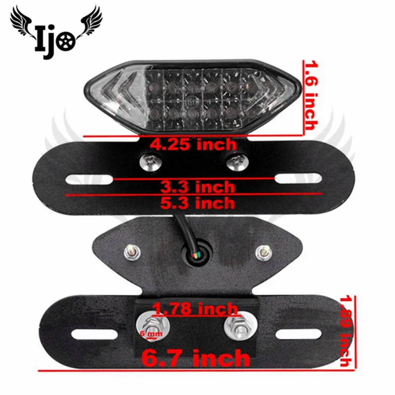 Шестиугольник черный дым объектив мотоцикл задний мигать универсальный фонарь