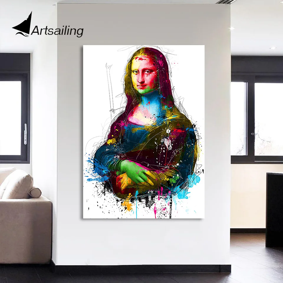 1 шт. Картина на холсте с изображением красочной Моны Лизы|picture for living room|wall pictureshd