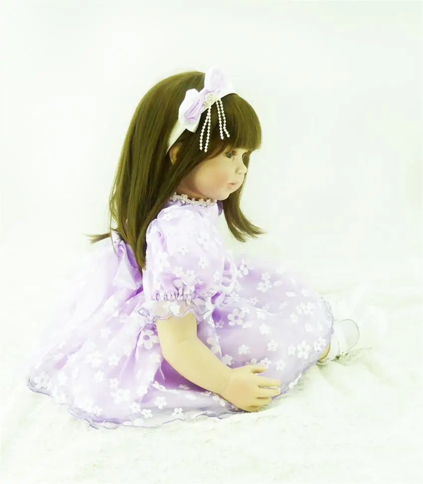 24 &quot60 см reborn babies silicone bebe alive коричневые волосы с круглым лицом Креативные Куклы
