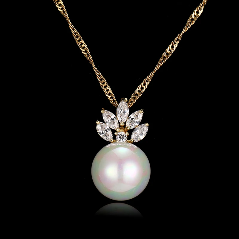 Женское Ожерелье из искусственного жемчуга с циркониевым кристаллом Marquise, ожерелье с подвеской, ювелирные изделия, воротник, лучший друг, подарок, бижутерия AN149