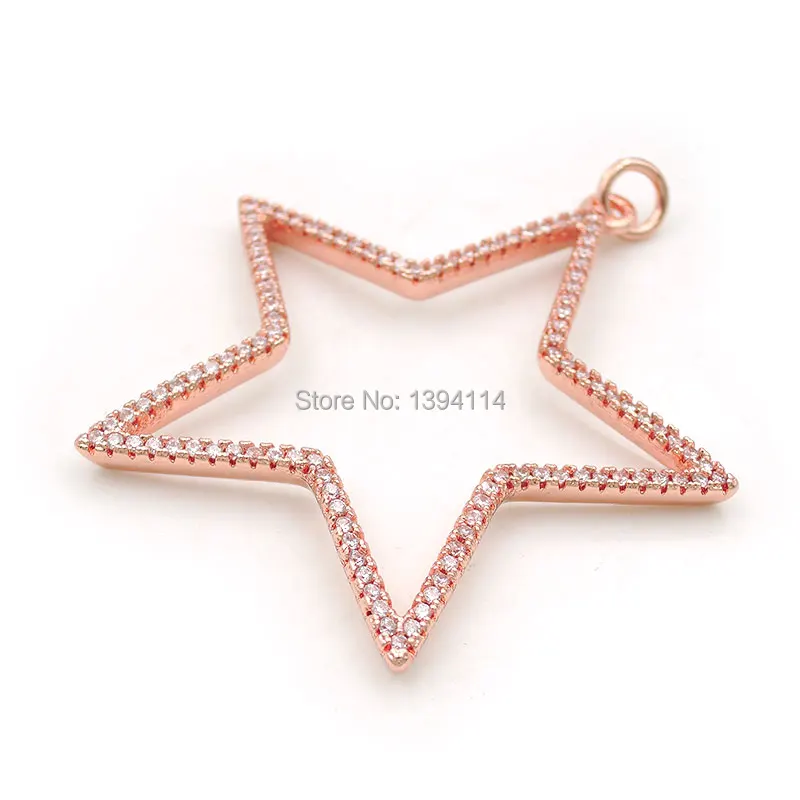 40*40*3 мм Micro Pave Clear CZ полые украшения в виде звездочек подходят для изготовления DIY браслеты или ожерелья ювелирные изделия - Окраска металла: Rose Gold