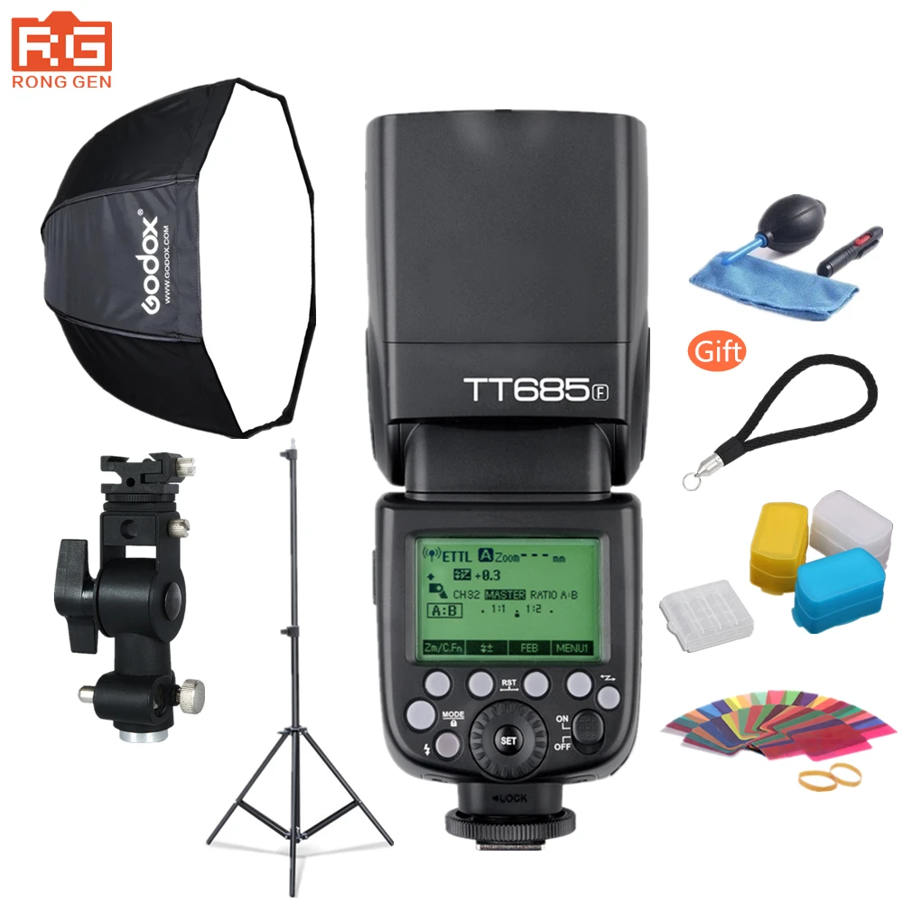 Набор для фотосъемки Godox TT685F 2 4g Беспроводная Вспышка TTL HSS + Зонт софтбокс 80 см