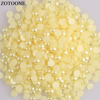 zotoone 2 6mm 1000pcs light yellow flatback half round pearl crystal applique stones and crystals jewelry nail art accessories e