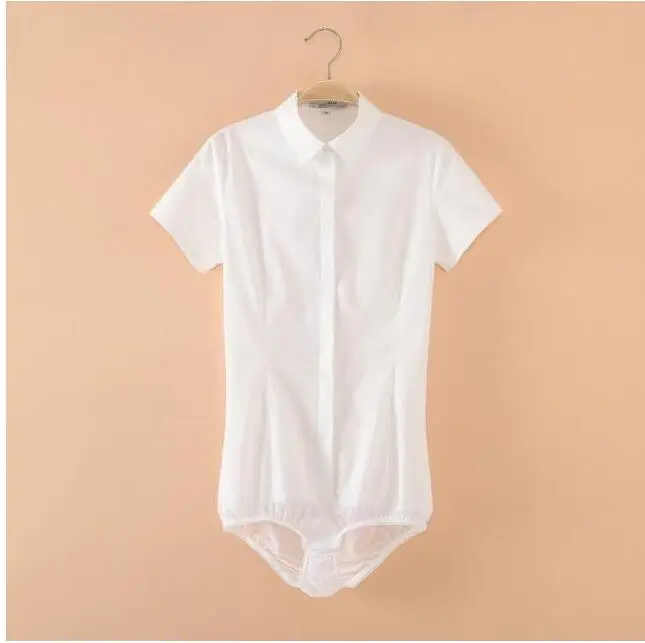 white shorts sleeve 2104 офисная боди-блузка женская белая черная боди-рубашка для женщин боди с длинным рукавом размера плюс 4XL женская одежда сексуальная женская - Цвет: white shorts sleeve