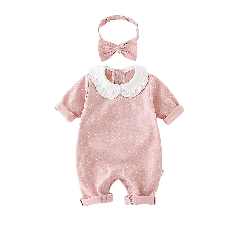 Baby Boy Clothes Newborn Toddler Polka Dot Print Long Sleeves Romper Headband 2 Pcs Clothing Sets For Infant Outfits | Мать и ребенок