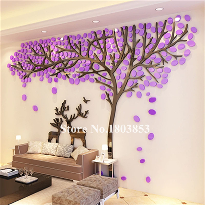 Elk Tree 3D Stereo Acrylic Wall Stickers Living Room Sofa TV Background Sticker Creative DIY Wall Home Decoration Christmas Gift