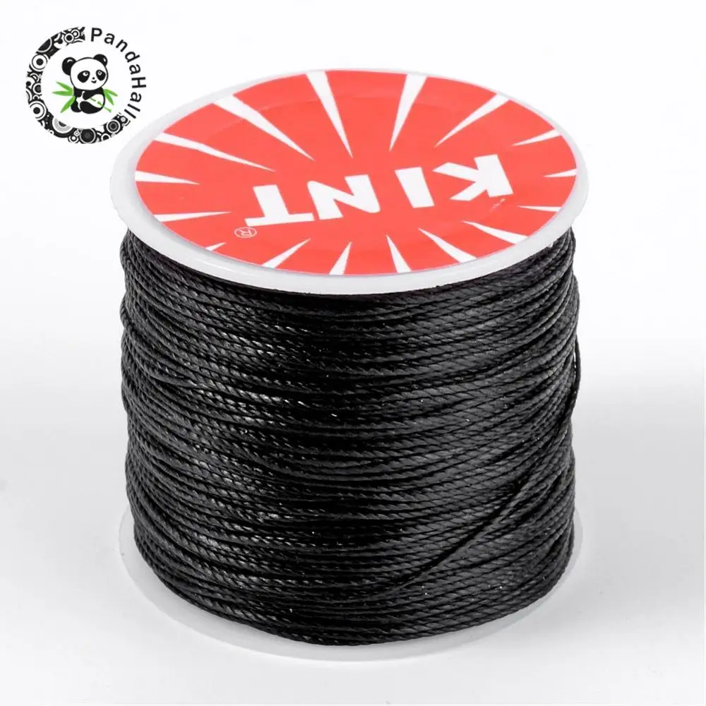 

Round Waxed Polyester Cords, Black, 0.5mm; about 106m/roll