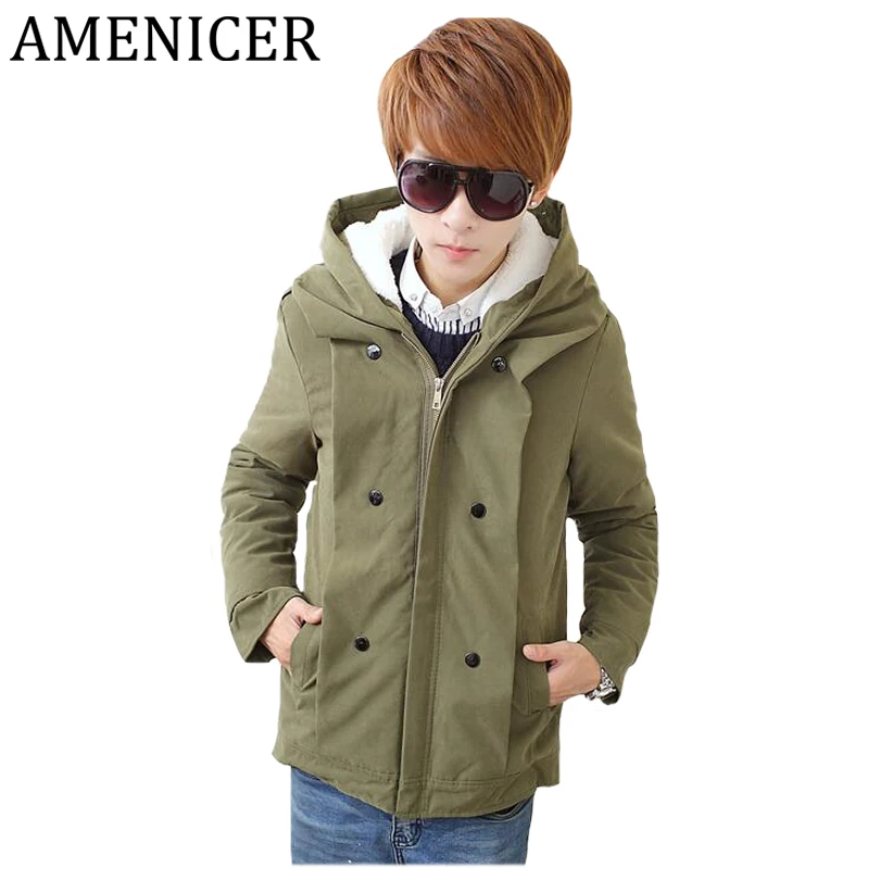 Для мужчин хлопок корейский Повседневное парка куртки наивысшего качества для