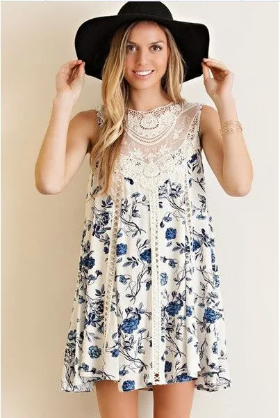 Womens Summer Dresses 2019 Print Flower Lace Mini Party Sexy Club Casual Vintage Beach Sun Dress Plus Size | Женская одежда