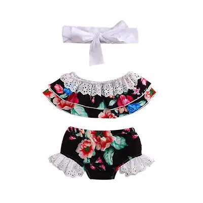 2017 стильное Боди без рукавов для маленьких девочек шорты повязка на голову наряд