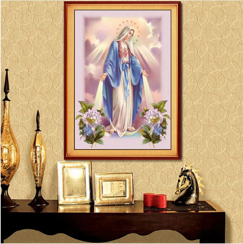 100%Full Diamond Embroidery DIY Round Christian Jesus Virgin Mary painting cross stitch needlework | Дом и сад