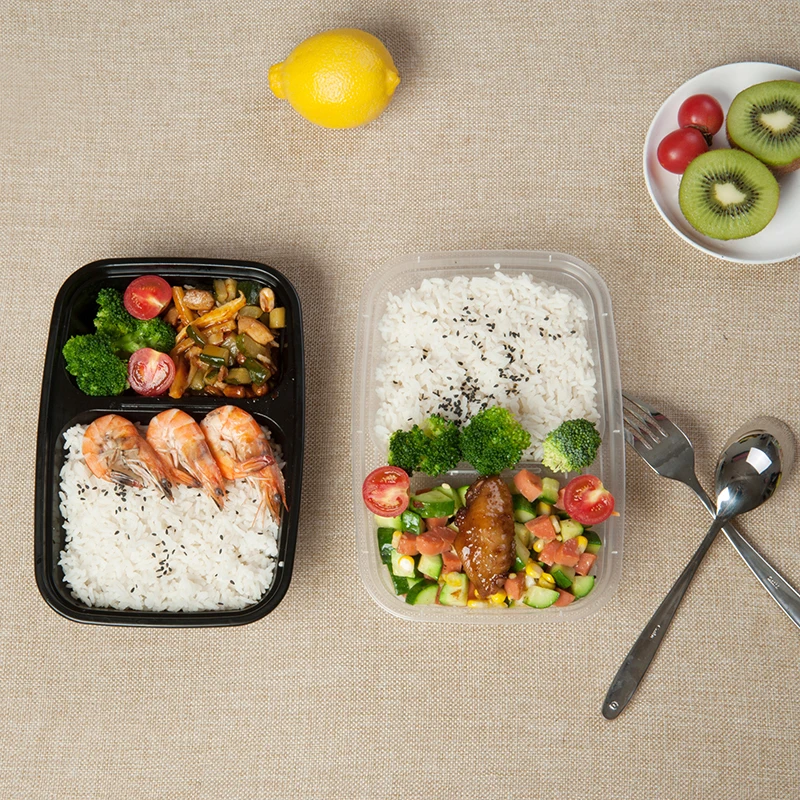 Одноразовый Ланч бокс с двумя сетками прямоугольный пластиковый крышкой на