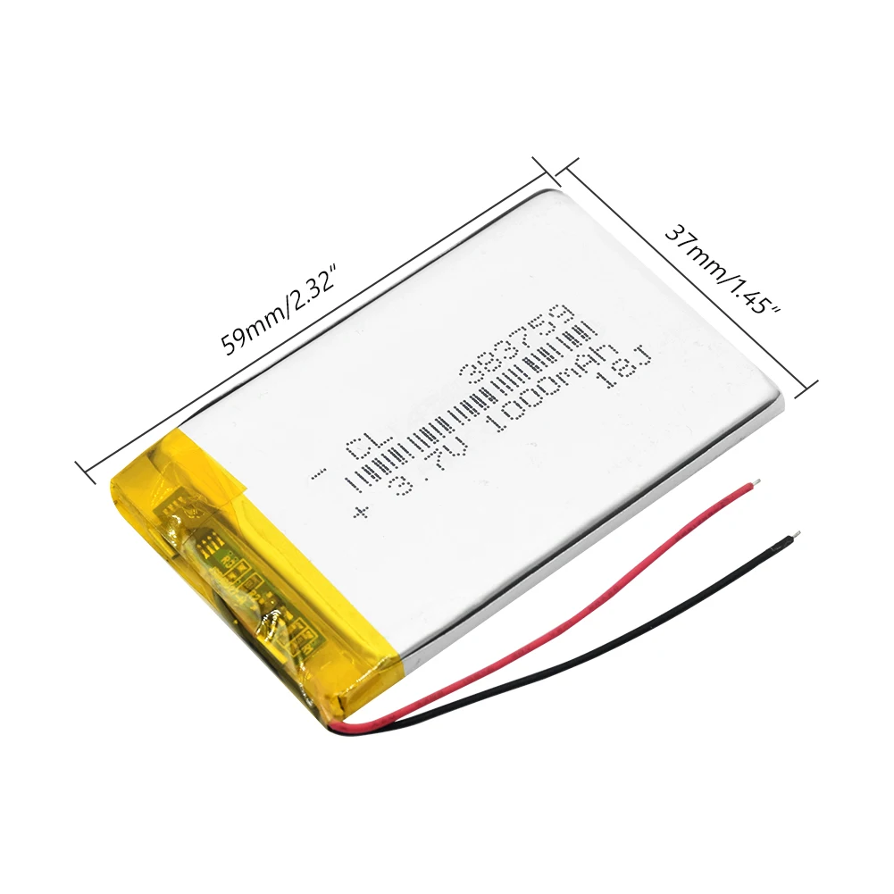 Аккумуляторная батарея 3,7 V 1000mAh Lipo литий-полимерный аккумулятор 383759 батареи для gps MP3 MP4 рекордер вождения