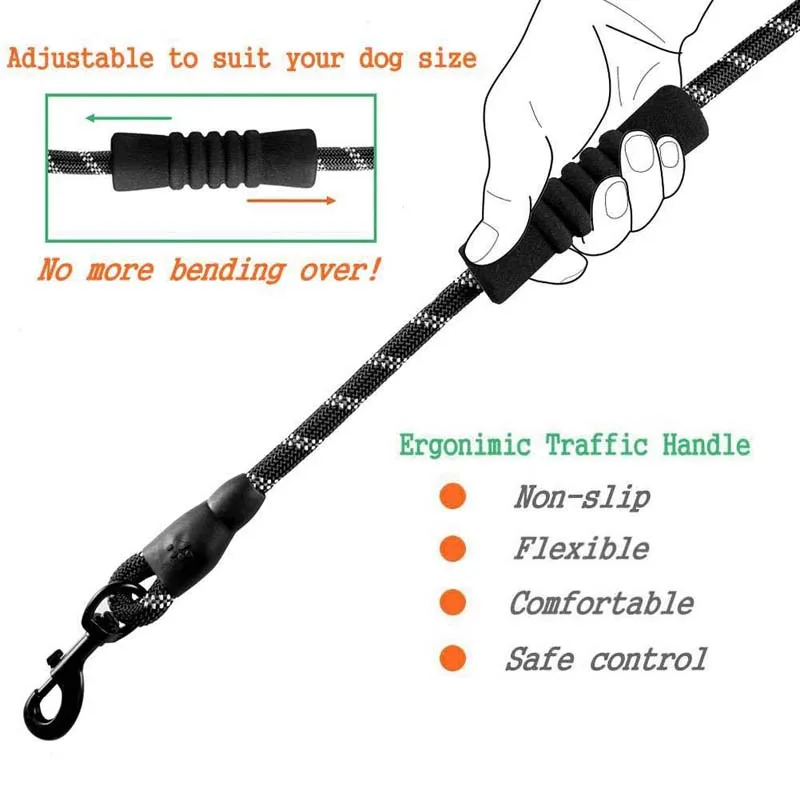 180 см Большой Средний Поводок для собак Светоотражающая ручка из пенопласта