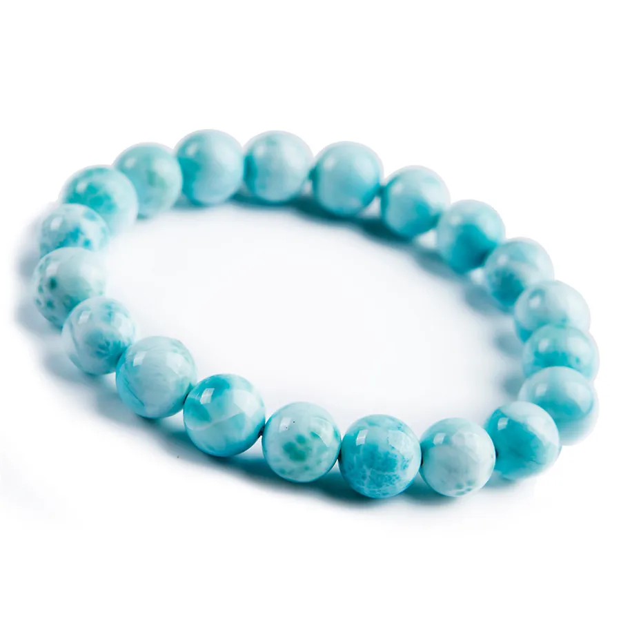 10 мм модный натуральный Синий Ларимар Кристалл растягивающийся Круглый браслет