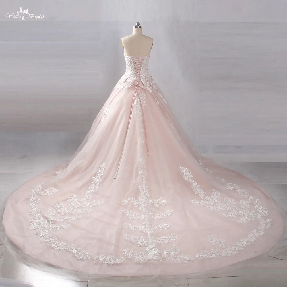 LZ232 реальные фотографии yiaibridal голые Розовый Милая свадебное платье 2018 Роскошные