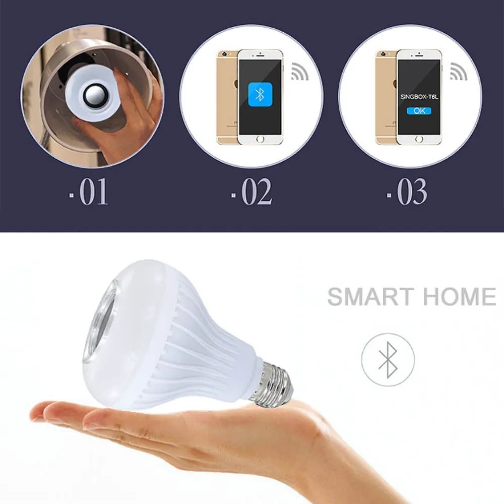 Smart E27 RGB Bluetooth Speaker LED Bulb Light 12W Music Playing Dimmable Wireless Led Lamp with 24 Keys Remote Control#10
