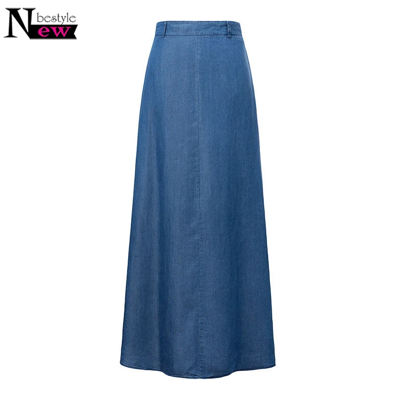 

Newbestyle Women Casual Loose High Waist Denim Long Skirt Fashion Natural Female Jeans Denim Skirt Party Wedding Saias Feminina