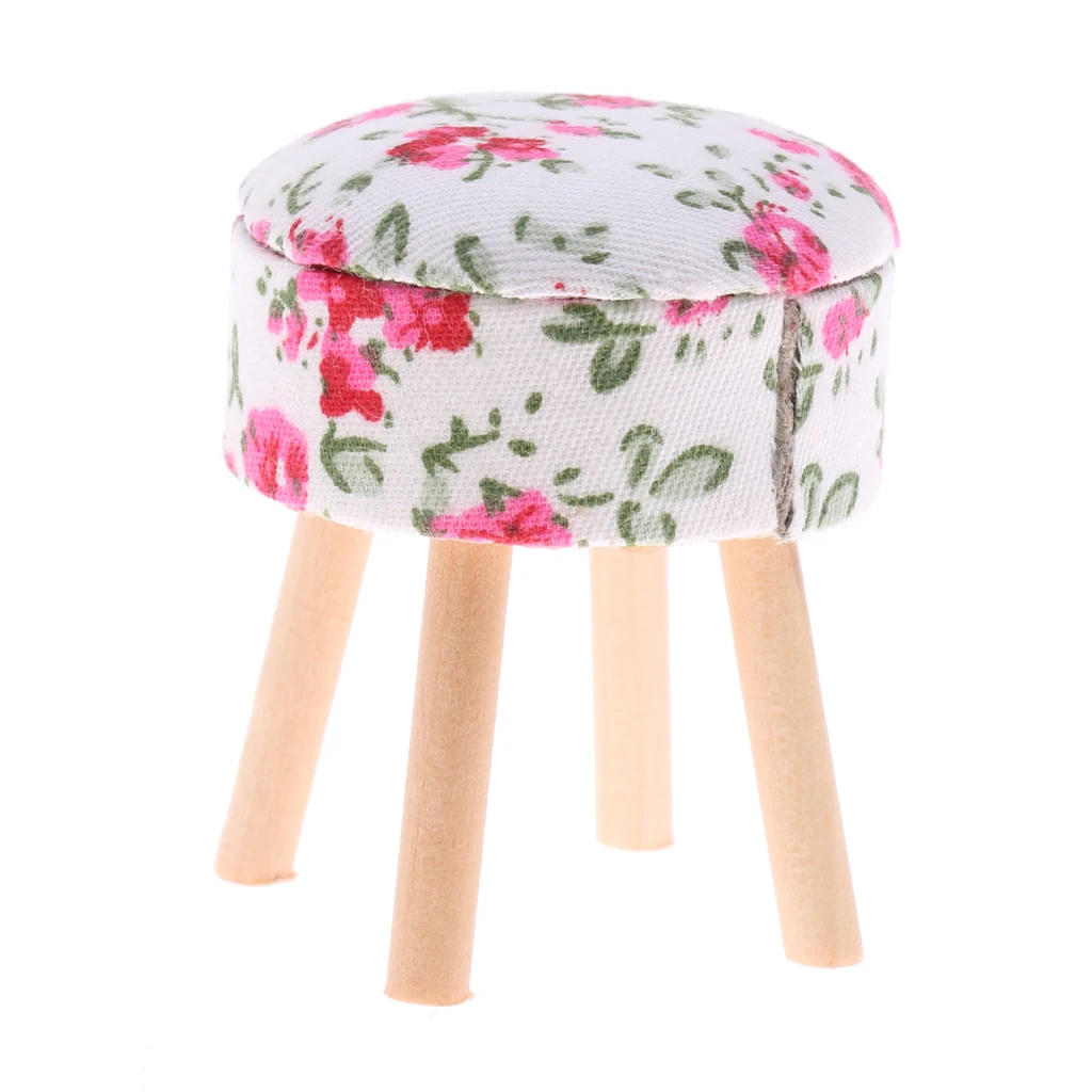 Миниатюрная мебель для кукольного домика в масштабе 1/12 круглый цветочный стул