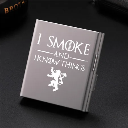 Серебристый Алюминиевый портсигар-портативный folio holder lightweigt-I Smoke and I hou вещь-идеально подходит для любителей-Игра престолов - Цвет: Серебристый