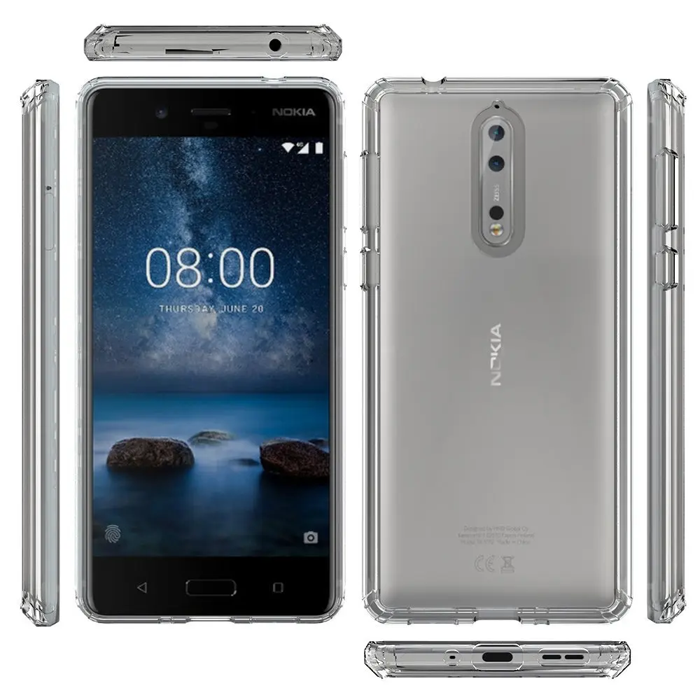 Прозрачный чехол для телефона Nokia 8 мягкий ударопрочный жесткий из ТПУ прозрачный