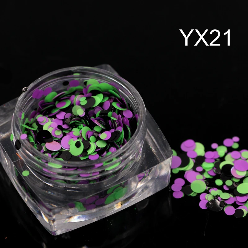 2 г/кор. смешанные размеры 1 мм 3 цветные блестки для ногтей наклейки круглые