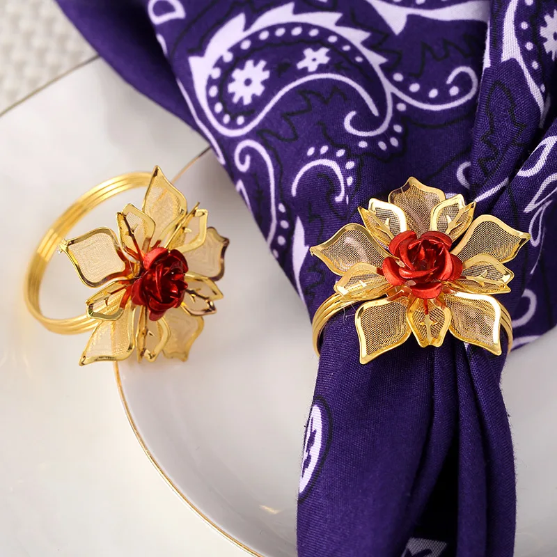 

12PCS metal alloy napkin ring flower napkin ring wedding jewelry