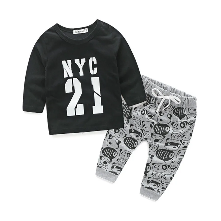 Baby Fashion Clothing 2018 New Born Boy Summer Clothes Letter Tshirt Tops Pants 2pcs Bebes Tracksuit Set |