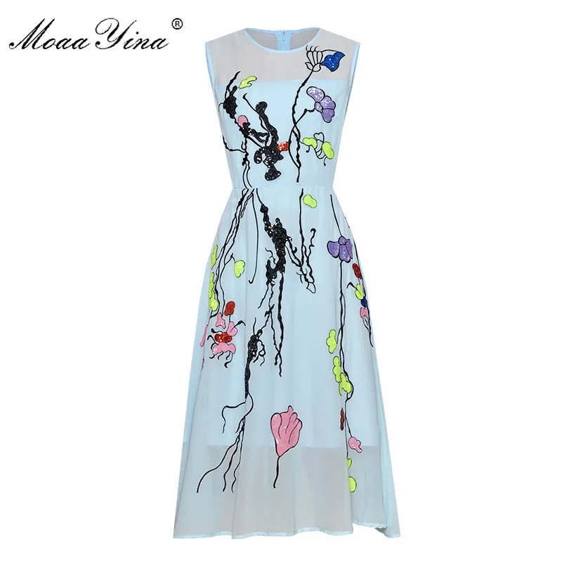 MoaaYina модное дизайнерское подиумное платье весна лето женское с цветочной