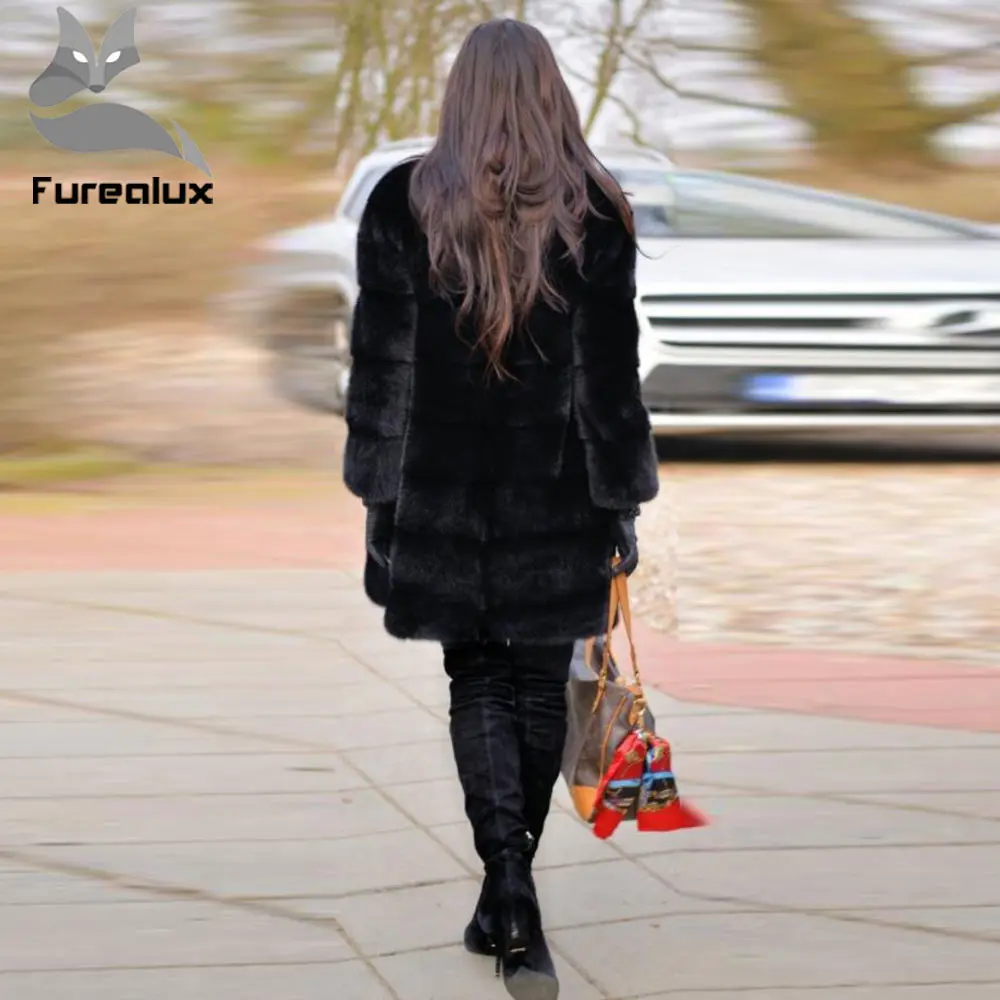 Шуба из натурального меха норки Furealux, шуба из натурального меха норки, шуба из натуральной кожи, меховые куртки черного цвета, Лидер продаж
