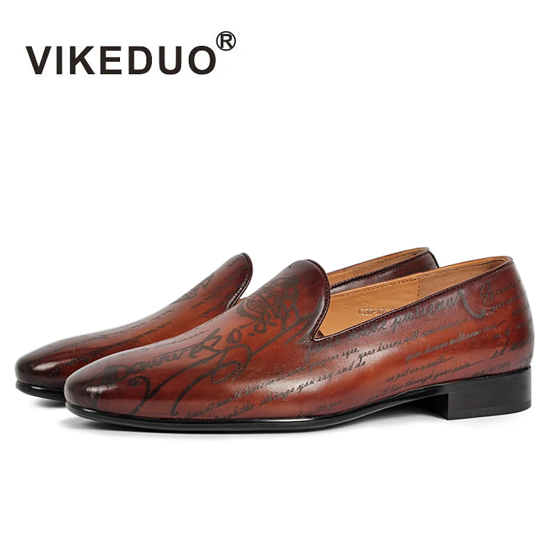 Vikeduo Handmade Men's Loafer Shoes Genuine Leather Fashion Wedding Party Luxury Brand Male Casual Slip-On Mans Footwear | Обувь