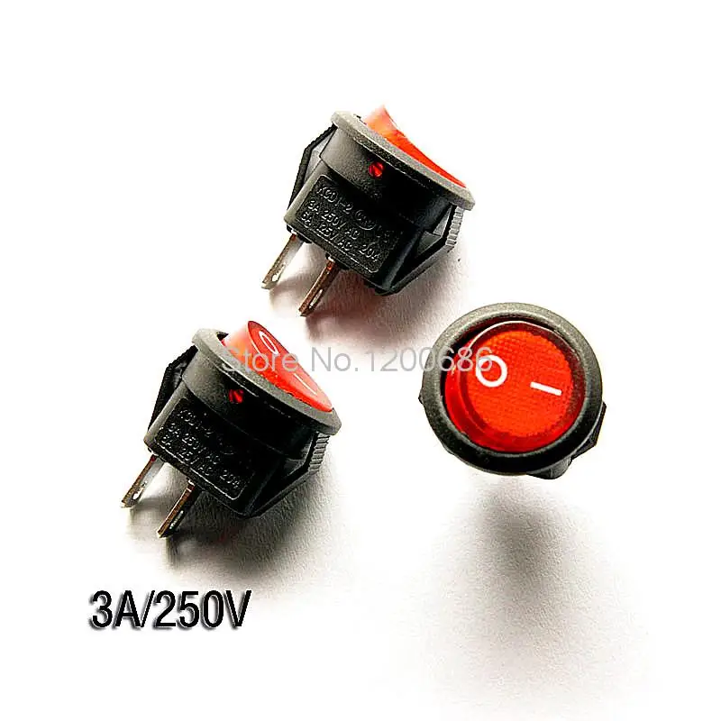 

Small round - shaped switch red 2 foot 2 files rocker switch 3A / 250V 6A / 125V