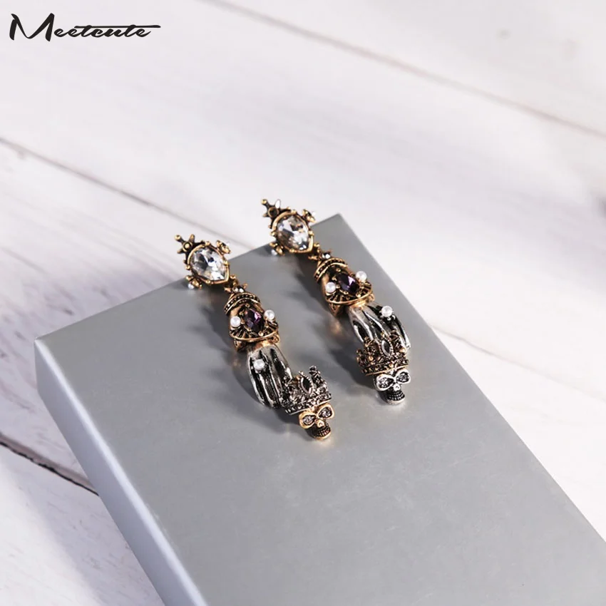 Meetcute/Винтажные серьги с подвеской в виде черепа модные для девочек на