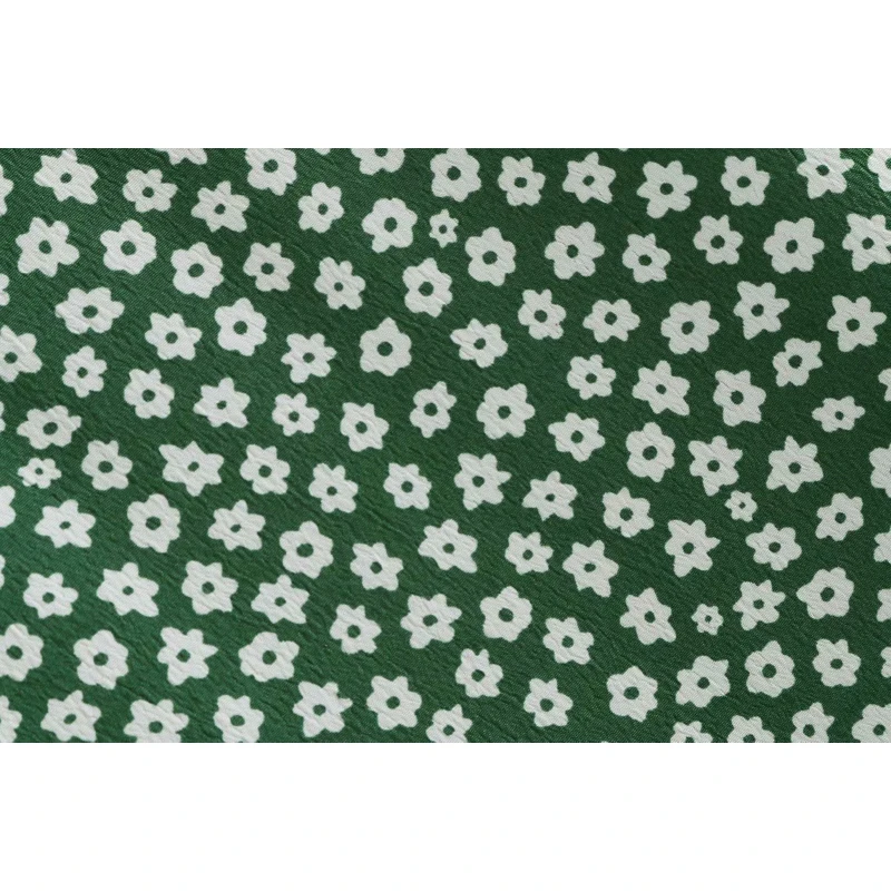 

Green Floral Printed Women O-neck Short Puff Sleeve A-line Dress Summer Women Slim Green Women Short Sleeve Dress