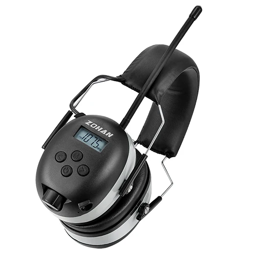 black ZOHAN Цифровой AM/FM стерео радио наушники NRR 24dB защита ушей для кошения Профессиональный слуховой протектор радио наушники - Цвет: black