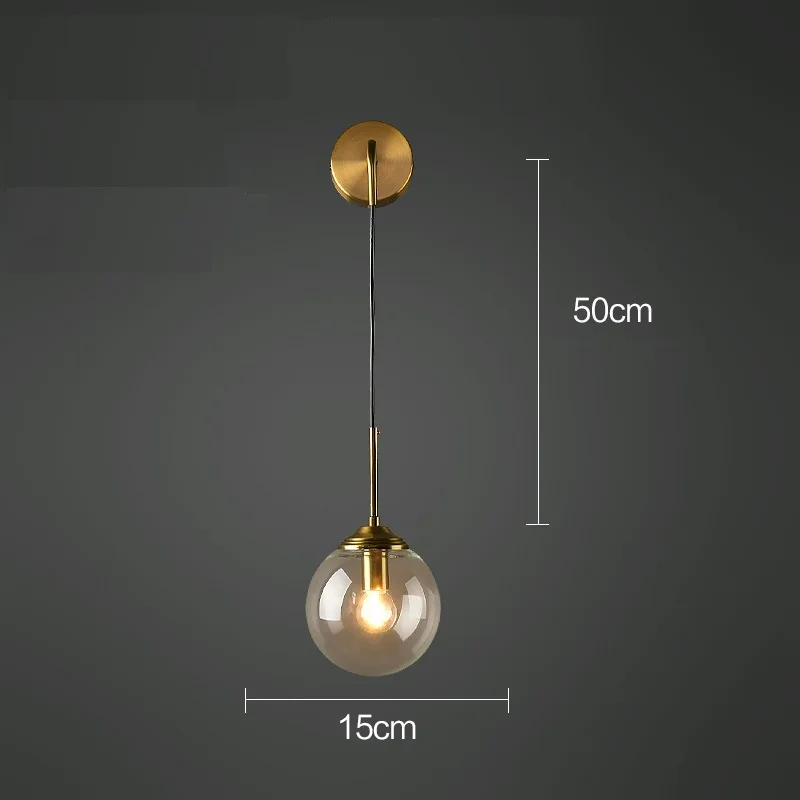 15cm Clear Ball Прикроватный настенный светильник LukLoy, винтажный стеклянный шар, настенные светильники, промышленный светодиодный настенный светильник, светильник s для гостиной, светильник для прохода - Цвет абажура: 15cm Clear Ball