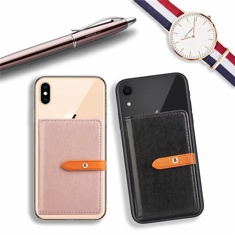 Универсальный кожаный чехол для телефона с пряжкой и отделениями карт задняя