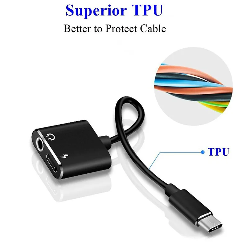 2 в 1 usb type C до 3 5 мм Aux аудионаушники с кабелем адаптер Зарядное устройство USB