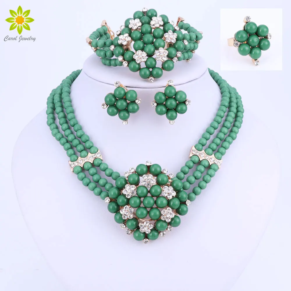 Классические бусины колье кристалл ювелирные наборы нигерийские африканские