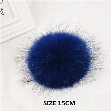 blue 15cm 5 шт./лот DIY 13 см мех серебристой лисы 15-16 см помпоны из меха енота для вязаная шапка, кепка, бини, брелок и шарфы из натурального меха - Цвет: blue 15cm