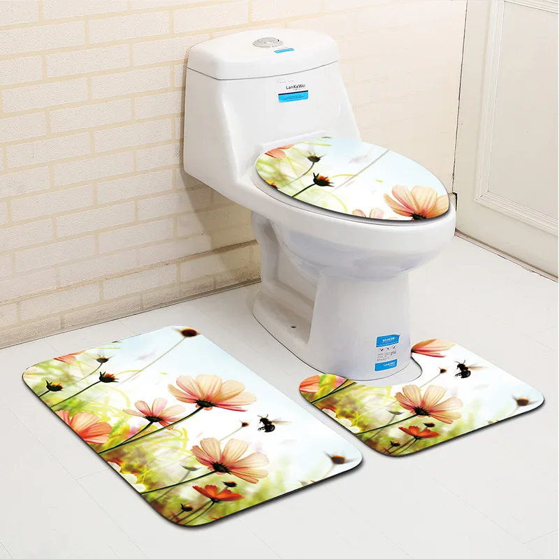 Коврик для ванной с принтом дерева комплект из 3 предметов коврик туалета 3D