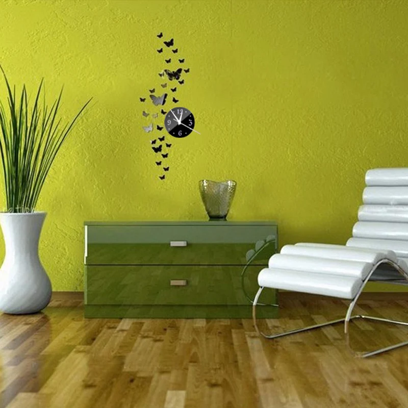 Акриловые зеркальные настенные часы 3d сделай сам винтажные большие декоративные