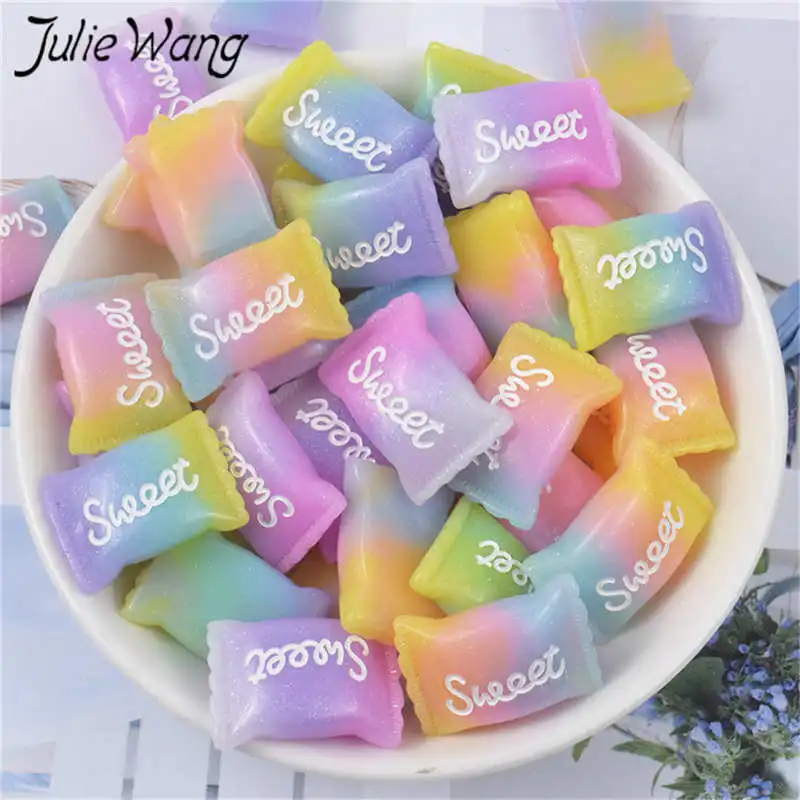 Julie Wang 10 шт. полимерные микс сладкие конфеты амулеты искусственная еда слизи Подвески для изготовления ювелирных изделий Аксессуары домашний стол Декор реквизит