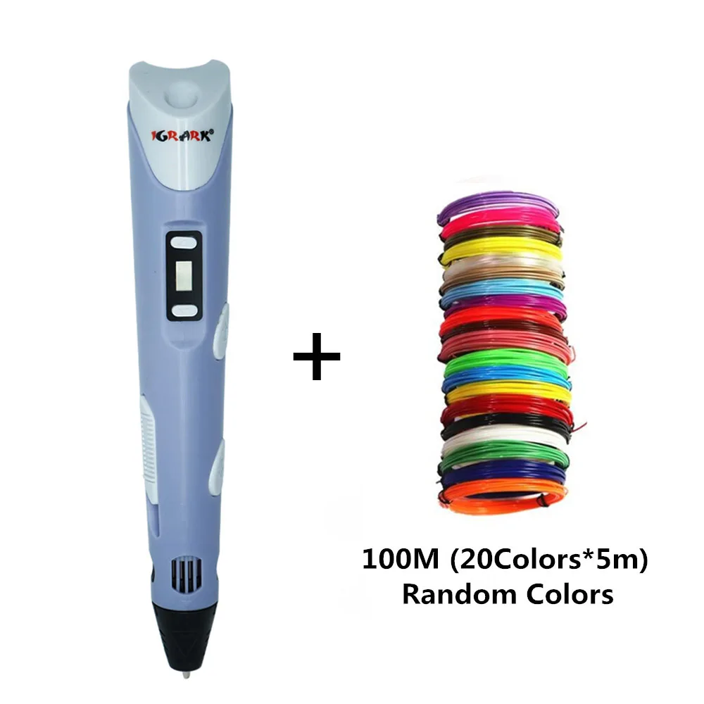 Purple Add Pla100 IGRARK 3D Ручка, 3d ручка для печати, интеллектуальная ручка с граффити, 3d принтер, лучший подарок для детского дня рождения, сделай сам, рисование - Цвет: Purple Add Pla100