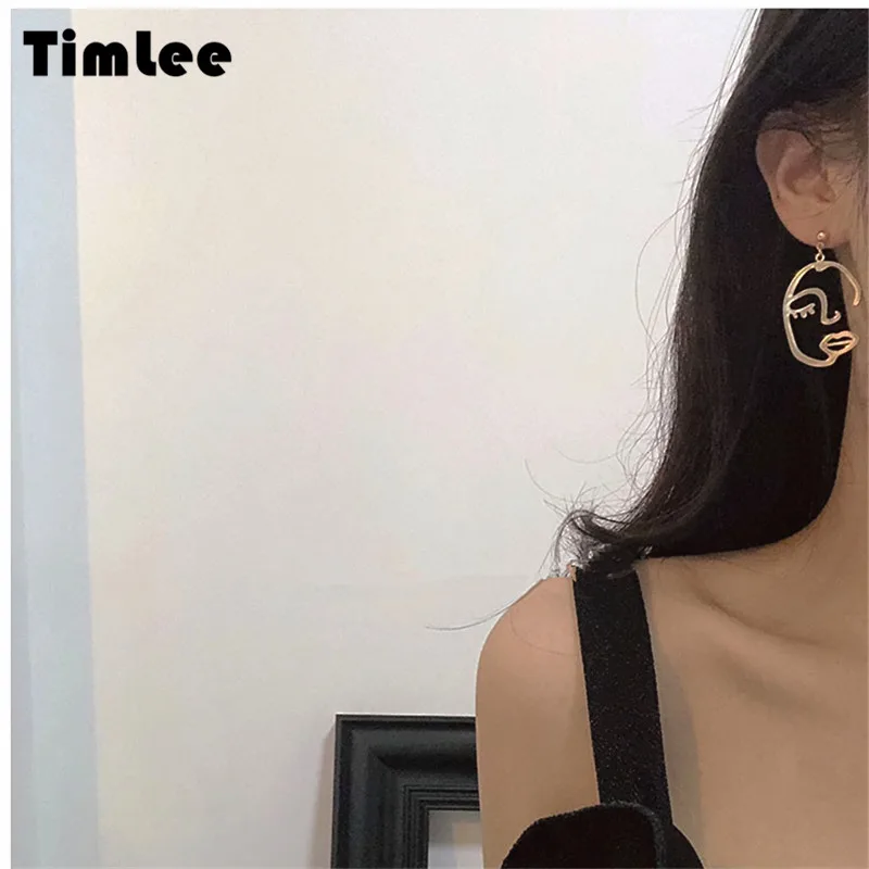 Timlee E040 2018 Новые Модные индивидуальные полые абстрактные лицо металлические