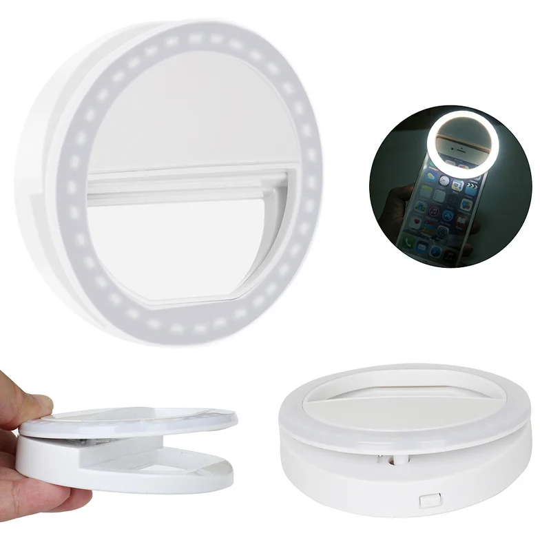 Portable Beauty LED Selfie Ring FlashLight Fit Dim Environment Self-timer Light Tool Luminous Clip For Cell Phones Tablets | Лампы и